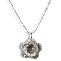 Shell Necklaces, with Tibetan Style, with 6cm extender chain, Flower, silver color plated, fashion jewelry & Unisex, multi-colored, 47mm, Length:Approx 58 cm, Sold By PC