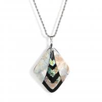 Shell Necklaces with Zinc Alloy with 6cm extender chain Rhombus silver color plated fashion jewelry & Unisex multi-colored Length Approx 59 cm Sold By PC