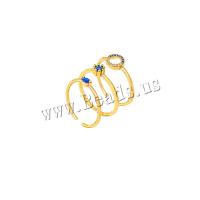 Fashion Brass Ring Sæt, Messing, guldfarve belagt, Justerbar & tre stykker & for kvinde & med rhinestone, gylden, nikkel, bly & cadmium fri, Solgt af sæt
