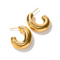 Stainless Steel Stud Earrings, 304 Stainless Steel, Vacuum Ion Plating, fashion jewelry & for woman, golden, 33x10.50mm, Sold By Pair