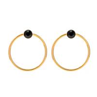 Stainless Steel Stud Earrings 304 Stainless Steel with Resin Vacuum Ion Plating fashion jewelry & for woman golden Sold By Pair