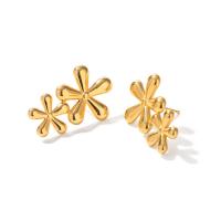 Stainless Steel Stud Earrings, 304 Stainless Steel, Vacuum Ion Plating, fashion jewelry & for woman, golden, 26.90x17.10mm, Sold By Pair