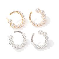 Edelstahl Ohrringe, 304 Edelstahl, mit Kunststoff Perlen, Modeschmuck & für Frau & mit Strass, keine, 22.30x5.60mm, verkauft von Paar