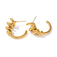 Boucle d'oreille de gaujon en acier inoxydable, Acier inoxydable 304, bijoux de mode & pour femme, doré, 25.20x10.70mm, Vendu par paire