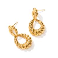 Stainless Steel Drop Earring 304 Stainless Steel Vacuum Ion Plating fashion jewelry & for woman golden Sold By Pair