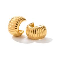 Stainless Steel Stud Earrings, 304 Stainless Steel, Vacuum Ion Plating, fashion jewelry & for woman, golden, 24.50x14.80mm, Sold By Pair