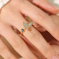 Brass Finger Ring, gold color plated, fashion jewelry & for woman & with rhinestone, golden, nickel, lead & cadmium free, Sold By PC