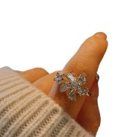 Brass Finger Ring, plated, fashion jewelry & for woman & with rhinestone, nickel, lead & cadmium free, Sold By PC