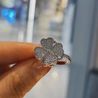 Brass Finger Ring, Four Leaf Clover, silver color plated, fashion jewelry & for woman, silver color, nickel, lead & cadmium free, Sold By PC