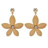 Zinc Alloy Drop Earrings Flower gold color plated stoving varnish & for woman nickel lead & cadmium free Sold By Pair