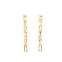 Brass Drop Earring Horseshoes gold color plated for woman nickel lead & cadmium free 50mm Sold By Pair