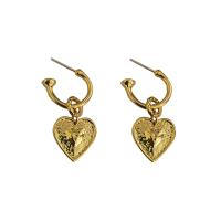 Brass Drop Earring Heart gold color plated fashion jewelry & for woman nickel lead & cadmium free 16mm 15mm Sold By Pair