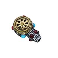 3 Holes Guru Beads, Tibetan Style, plated, folk style & DIY, mixed colors, nickel, lead & cadmium free, 20x12mm, Sold By PC