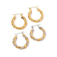 Stainless Steel Hoop Earring 304 Stainless Steel Vacuum Ion Plating fashion jewelry & for woman nickel lead & cadmium free Sold By Pair