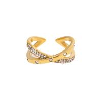 Nerezové Šatonové prst prsten, 304 Stainless Steel, módní šperky & kříž & pro ženy & s drahokamu, nikl, olovo a kadmium zdarma, 8.50mm, Prodáno By PC