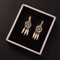 Brass Drop Earring with Zinc Alloy plated fashion jewelry & with rhinestone golden nickel lead & cadmium free Sold By Pair