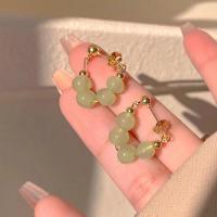 Zinc Alloy Drop Earrings with Crystal Round plated fashion jewelry green nickel lead & cadmium free Sold By Pair