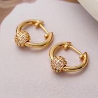 Brass Leverback Earring plated fashion jewelry & micro pave cubic zirconia golden nickel lead & cadmium free Sold By Pair