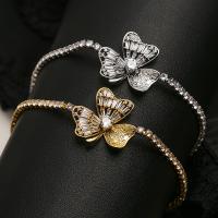 Brass Bracelet & Bangle Flower plated fashion jewelry & micro pave cubic zirconia nickel lead & cadmium free Length 17 cm Sold By PC