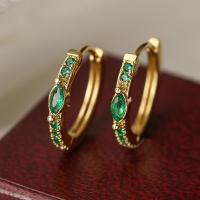 Brass Leverback Earring Round plated fashion jewelry & micro pave cubic zirconia nickel lead & cadmium free Sold By Pair