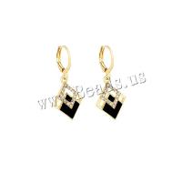Zinc Alloy Drop Earrings Rhombus plated fashion jewelry & enamel & with rhinestone black nickel lead & cadmium free Sold By Pair