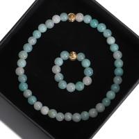 Gemstone smykker sæt, Amazonit, håndlavet, 2 stykker & mode smykker & forskellige stilarter for valg & for kvinde, flerfarvede, 2cm, Solgt af Strand