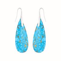 Turquoise Earring with Zinc Alloy polished fashion jewelry & for woman blue Sold By Pair