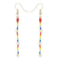 Earring Jewelry Seedbead with Zinc Alloy handmade fashion jewelry & for woman multi-colored 40mm Sold By Pair
