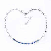 Stainless Steel Jewelry Necklace, 304 Stainless Steel, with Lapis Lazuli & Tiger Eye, with 5cm extender chain, Column, Vacuum Ion Plating, fashion jewelry & for woman, more colors for choice, Length:Approx 38 cm, Sold By PC