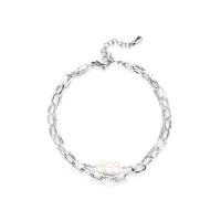 Stainless Steel Jewelry Bracelet, 304 Stainless Steel, with Freshwater Pearl, with 3cm extender chain, Vacuum Ion Plating, Double Layer & fashion jewelry & for woman, more colors for choice, Length:Approx 16 cm, Sold By PC