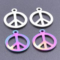 Stainless Steel Pendants, 304 Stainless Steel, Flat Round, Vacuum Ion Plating, fashion jewelry & DIY & hollow, more colors for choice, 14x11mm, Sold By PC