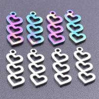 Stainless Steel Heart Pendants, 304 Stainless Steel, Vacuum Ion Plating, DIY & hollow, more colors for choice, 6x17mm, Sold By PC