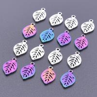 Stainless Steel Pendants, 304 Stainless Steel, Leaf, Vacuum Ion Plating, DIY & hollow, more colors for choice, 7x14mm, Sold By PC