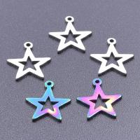 Stainless Steel Pendants, 304 Stainless Steel, Star, Vacuum Ion Plating, DIY & hollow, more colors for choice, 13x12mm, Sold By PC