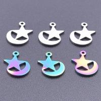 Stainless Steel Pendants, 304 Stainless Steel, Moon and Star, Vacuum Ion Plating, DIY, more colors for choice, 13x10mm, Sold By PC