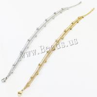 Stainless Steel Jewelry Bracelet 304 Stainless Steel with 4cm extender chain Round Vacuum Ion Plating three layers & fashion jewelry & for woman 3mm Length Approx 15.5 cm Sold By PC