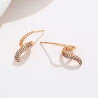 Zinc Alloy Stud Earring 18K gold plated fashion jewelry & for woman & with rhinestone nickel lead & cadmium free Sold By Pair
