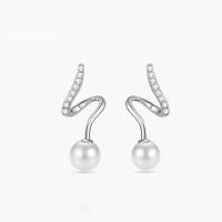 Tibetan Style Stud Earring, with Shell Pearl, plated, fashion jewelry & for woman & with rhinestone, more colors for choice, nickel, lead & cadmium free, 23.5x6mm, Sold By Pair
