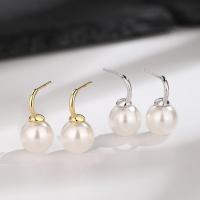 Zinc Alloy Stud Earring with Shell Pearl plated fashion jewelry & for woman nickel lead & cadmium free 10mm Sold By Pair