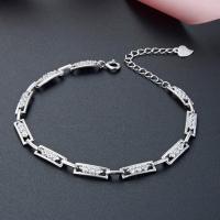 Bracelet en alliage de zinc, avec 1.18inch chaînes de rallonge, bijoux de mode & pavé de micro zircon & pour femme, protéger l'environnement, sans nickel, plomb et cadmium, 2mm, Longueur:Environ 6.3 pouce, Vendu par PC