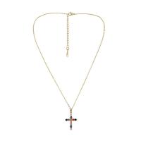 Cubic Zircon Micro Pave Brass Necklace with 2.36inch extender chain Cross gold color plated fashion jewelry & micro pave cubic zirconia & for woman golden nickel lead & cadmium free Sold Per Approx 15.75 Inch Strand