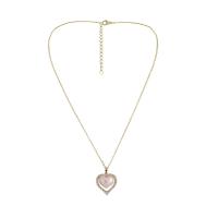 Brass Necklace, with Plastic Pearl, with 1.97inch extender chain, Heart, gold color plated, fashion jewelry & for woman & with rhinestone, golden, nickel, lead & cadmium free, 26x20mm, Length:Approx 16.54 Inch, Sold By PC
