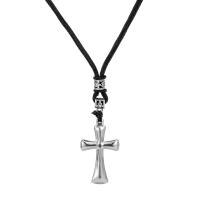 Tibetan Style Jewelry Necklace, 304 Stainless Steel, with Nylon Cord, Cross, polished, fashion jewelry & for man, 44x25mm, Sold Per Approx 26.77 Inch Strand