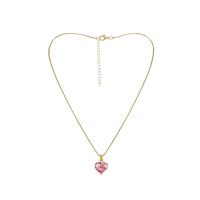 Zinc Alloy Jewelry Necklace with Cubic Zirconia with 1.97inch extender chain Heart KC gold color plated fashion jewelry & for woman golden nickel lead & cadmium free Sold Per Approx 16.54 Inch Strand