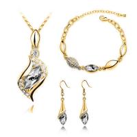 Zinc Alloy Jewelry Sets with 2.36inch extender chain & for woman & with rhinestone nickel lead & cadmium free Length Approx 7.09 Inch Approx 17.72 Inch Sold By PC