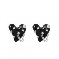 Brass Stud Earring with Cubic Zirconia Heart fashion jewelry & for woman nickel lead & cadmium free Sold By Pair
