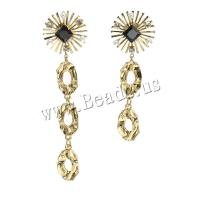 Asymmetric Earrings, Tibetan Style, Flower, gold color plated, fashion jewelry & for woman & with rhinestone, more colors for choice, nickel, lead & cadmium free, 27x106mm, Sold By Pair