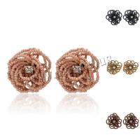 Resin Earring Flower Bohemian style & for woman & with rhinestone Sold By Pair