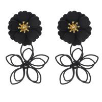Zinc Alloy Drop Earrings Flower stoving varnish for woman & hollow nickel lead & cadmium free Sold By Pair
