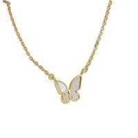 Brass Necklace, with White Shell, with 6cm extender chain, Butterfly, gold color plated, fashion jewelry & for woman, nickel, lead & cadmium free, Length:Approx 47 cm, Sold By PC